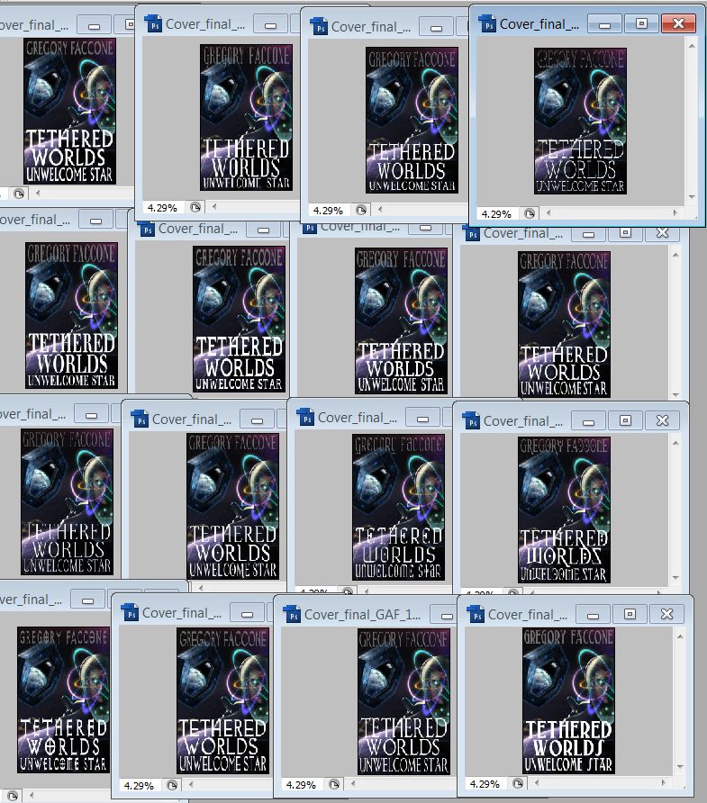 Legibility and font go hand in hand at any size. Note how seriously I took it with experiment after experiment. The spirit of a book can be honored with a distinct, but still readable choice. In my case, I eschewed overly "sci-fi" fonts for a classic Roman-esque which fit an undertone of the book.